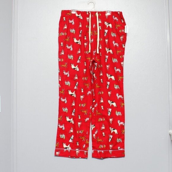 Old Navy nwt red cotton flannel dog holiday pj pants - Picture 1 of 7